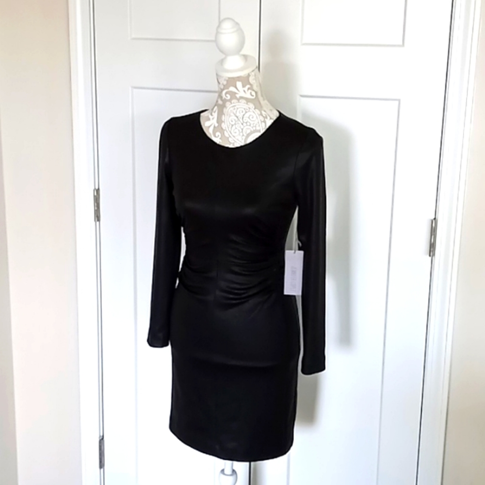 Jennifer Lopez Faux Leather Dress Black Size 0